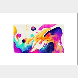 Modern Contemporary Abstract Watercolor Colorful Multicolored Cosmic Splash Galaxy Posters and Art